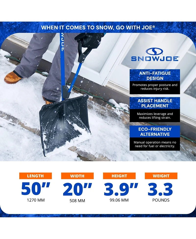 Snow Joe Shovelution Snow Shovel with 20" Shovel Blade and Handle, Sj-SHLV20