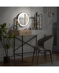Streamdale Furniture White Vanity Desk with Mirror, Charger, and Storage