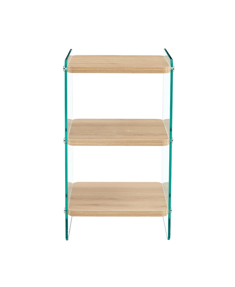 Streamdale Furniture 3-Layer Bedside Cabinet with Glass Panels