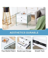 Streamdale Furniture + 1 Pc. + Glass + Storage + Bedside Table