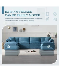 Streamdale 136" Chenille U-Shaped Sectional Sofa with Ottomans