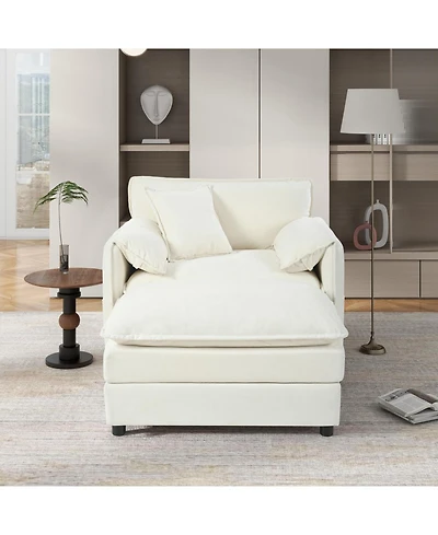 Streamdale Furniture Oversized Recliner Chair with Ottoman - Beige