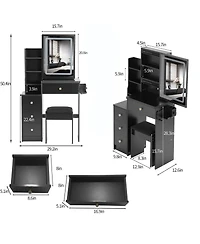 Streamdale Furniture Streamdale Vanity Table, Stool, and Led Mirror with Power Station