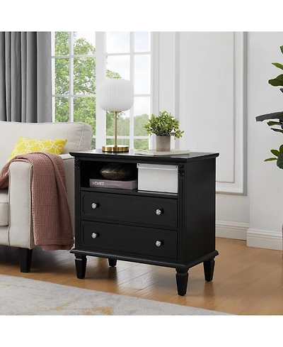Streamdale Furniture Farmhouse Nightstand with Charging Station and Side Table