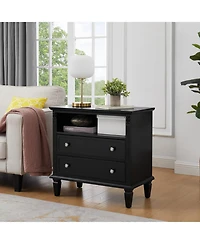 Streamdale Furniture Farmhouse Nightstand with Charging Station and Side Table