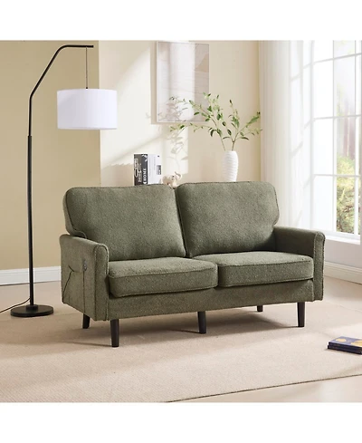 Streamdale Furniture Mid-Century Loveseat with Usb, Removable Cover