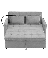 Streamdale Furniture Loveseat Sofa Bed with Reversible Backrest, Side Pockets, Usb Ports and Phone Holder