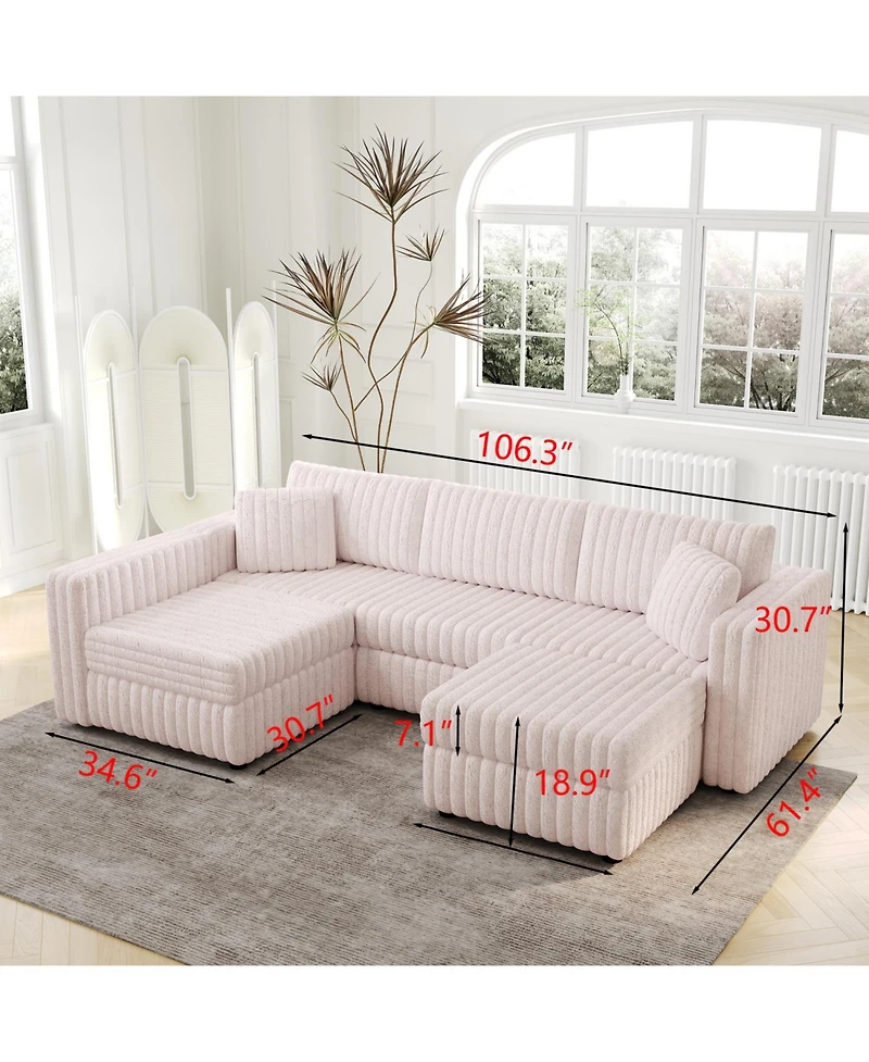 Streamdale Furniture Soft U-Shaped Sofa for 4 with Matching Ottoman.