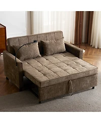 Streamdale Furniture Streamdale 56.9" Loveseat Sofa Bed with Reversible Cushion, Pockets, Usb Ports, and Phone Holder