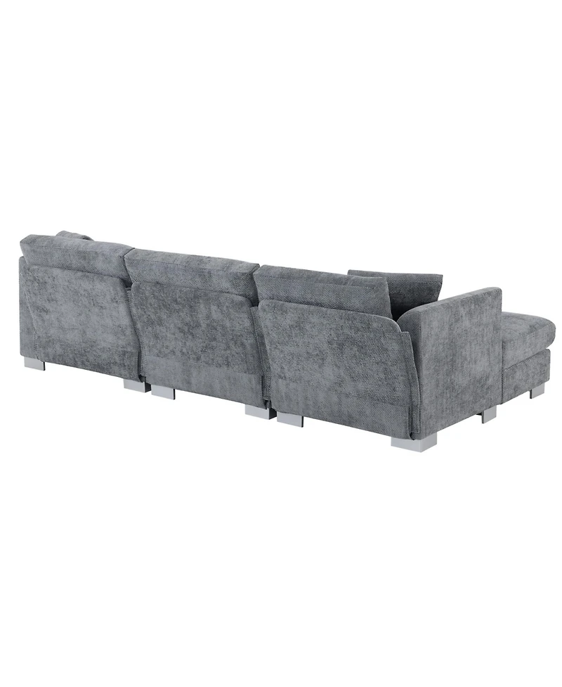Streamdale Furniture Modern Cloud Sectional Sofa, 4-Seat L-Shaped Couch with Pillows