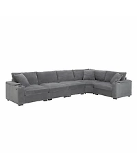 Streamdale 106" L-Shaped Corduroy Sectional Sofa with Storage and Conveniences