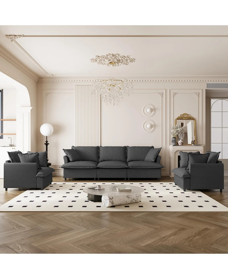 Streamdale Furniture Chenille Sectional Sofa Set - 3 Seater Sofa & 2 Armchairs