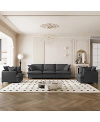 Streamdale Furniture Chenille Sectional Sofa Set - 3 Seater Sofa & 2 Armchairs