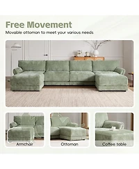 Streamdale Furniture 142" Modular U-Shape Sofa with Usb Charger & Ottoman