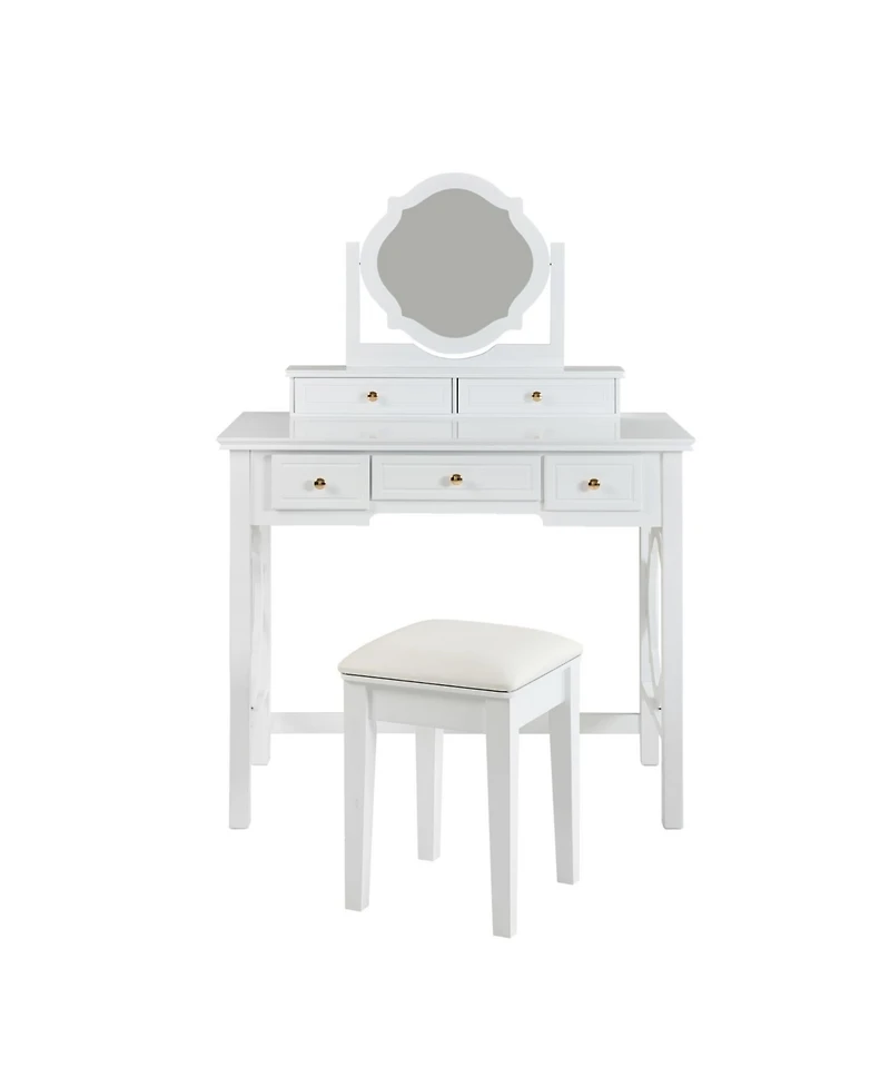Streamdale Furniture Compact Vanity Table with Reversible Mirror & Stool