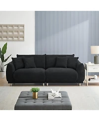 Streamdale Furniture Black Teddy Fleece Sofa with 4 Pillows