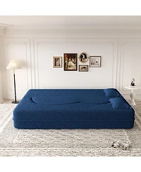 Streamdale Furniture Teddy Fabric Foam Sleeper Sofa Bed with 2 Pillows