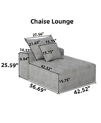 Streamdale Furniture Modern Chenille Modular Sectional Sofa with Pillows