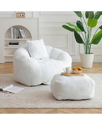 Streamdale Furniture Giant Faux Fur Bean Bag Chair with Footstool