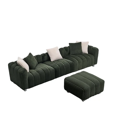 Streamdale Furniture 114" Corduroy Sofa with Ottoman