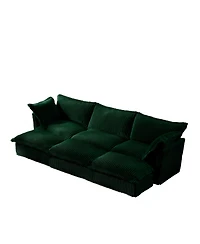 Streamdale Furniture Green Corduroy 3-Seat Sofa with Ottomans