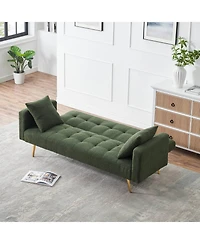Streamdale Furniture Green Teddy Fleece Sofa Bed with 2 Pillows