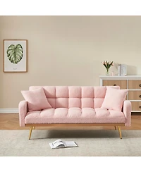 Streamdale Furniture Pink 69" Sofa Bed with Adjustable Teddy Sofa