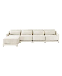 Streamdale Furniture White Chenille 4-Seater Sofa with Ottoman