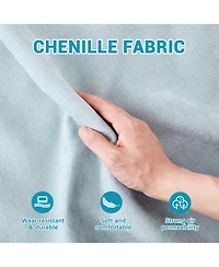 Streamdale Furniture Chenille 3-Seater Sofa with Ottomans & Pillow - Sky Blue