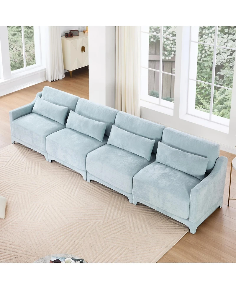 Streamdale Furniture Chenille Sofa Solid Wood Frame Easy Install Sky Blue