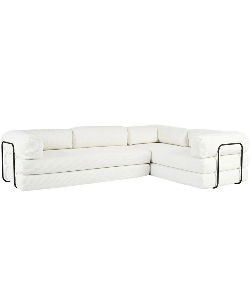 Streamdale Furniture Corduroy L-Shaped Modular Sofa Bed
