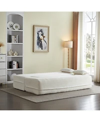 Streamdale Furniture Convertible Corduroy Floor Sofa Bed with Pillows