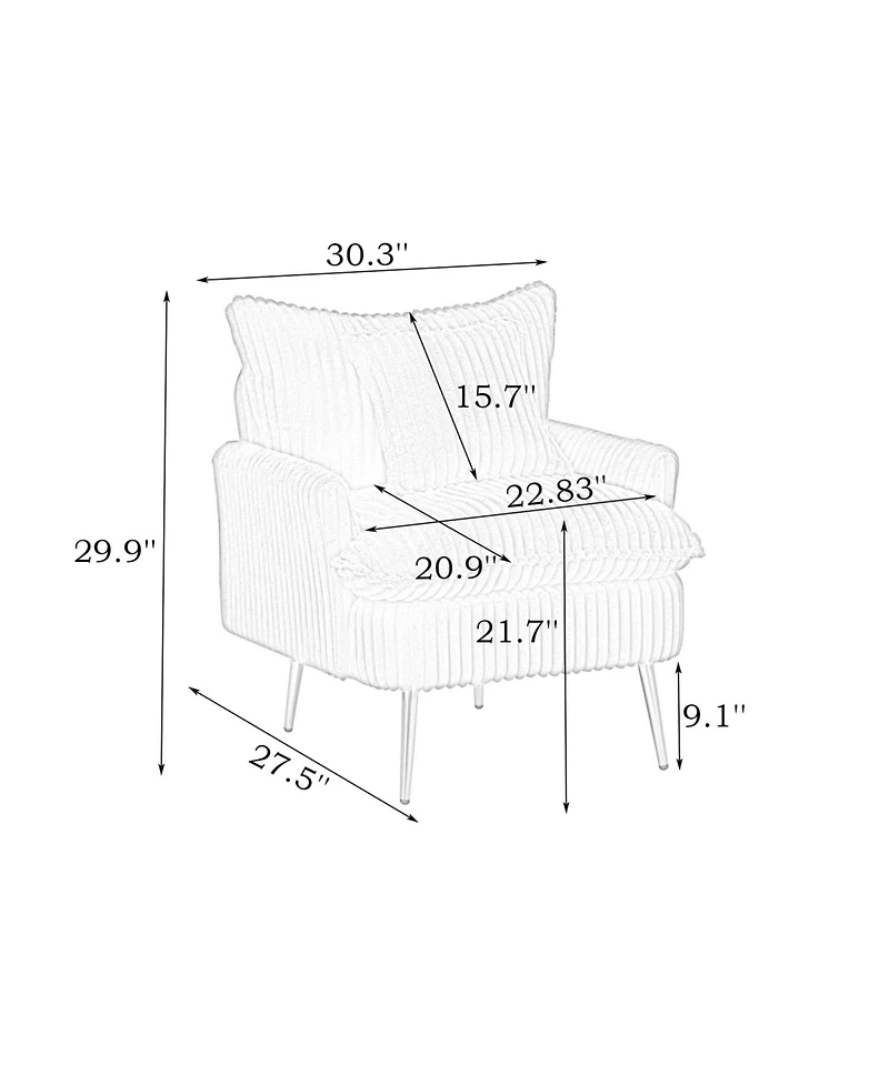 Streamdale Furniture Beige Corduroy Accent Chair - Apartment/Office/Living Room