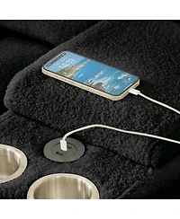 Streamdale Furniture Teddy Fabric Sectional Sofa with Console, Usb & Cup Holder