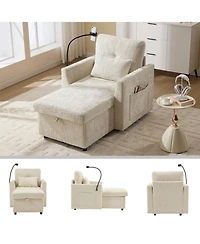 Streamdale Furniture Multifunctional Chenille Recliner Sofa with Storage & Phone Bracket