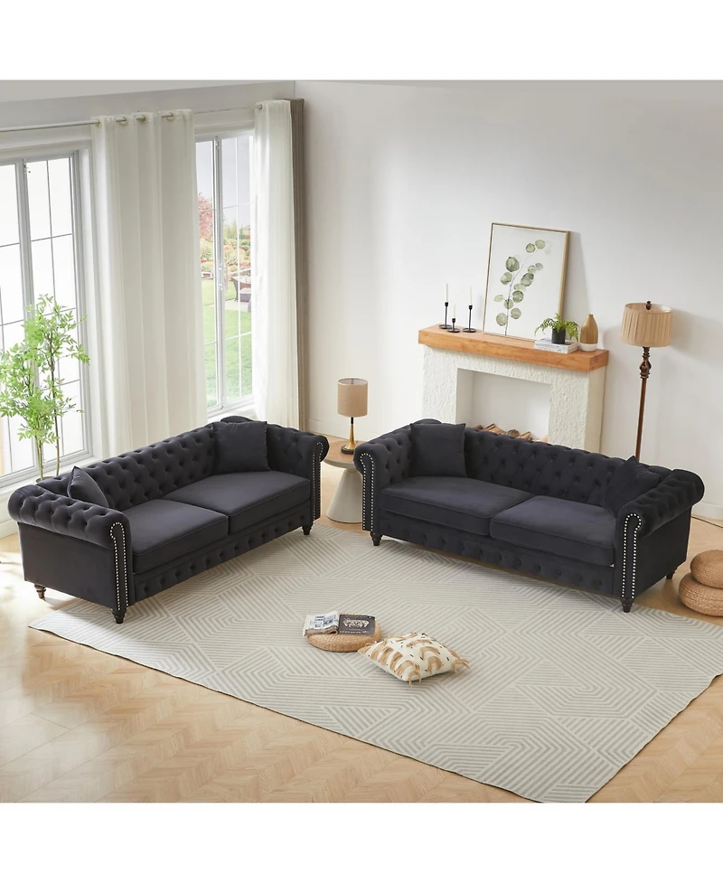 Streamdale Furniture Modern 5-Seat Sofa Set, Wood Frame & Feet, 4 Cushions