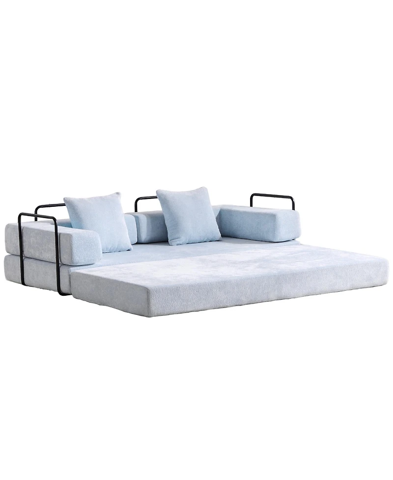 Streamdale Furniture Convertible Floor Sofa Bed with Pillow & Armrest