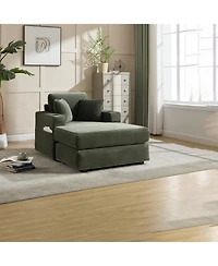 Streamdale Furniture Corduroy Chaise Lounge Sofa, Detachable Cushions, 3 Colours