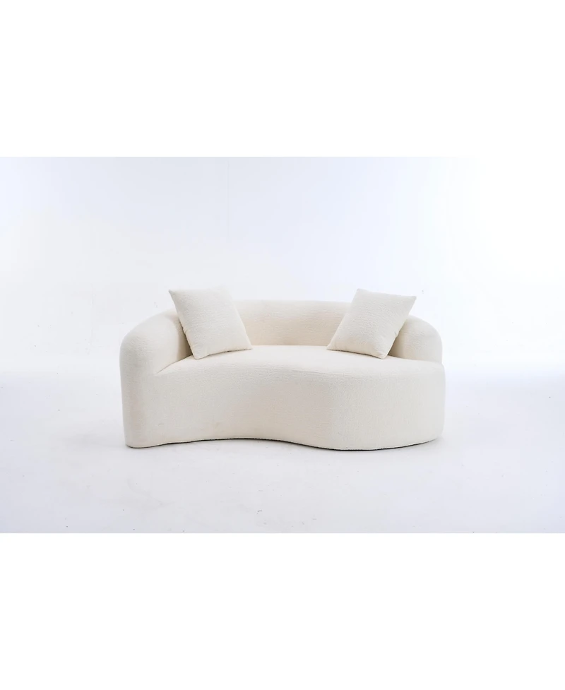 Streamdale Furniture Chenille S-Curve Sectional Sofa- Dual-Depth, White, No Assembly, Compact, 66.9"L