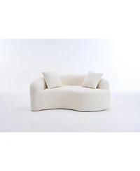 Streamdale Furniture Chenille S-Curve Sectional Sofa- Dual-Depth, White, No Assembly, Compact, 66.9"L
