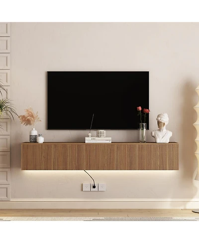 Streamdale Furniture Floating Tv Stand, Wall Mounted, Led, 69", for 55-65 Inch TVs