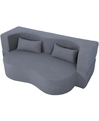 Streamdale Furniture 2-in-1 Full Sofa Bed- Teddy Fabric, No Assembly, Pillows, Grey