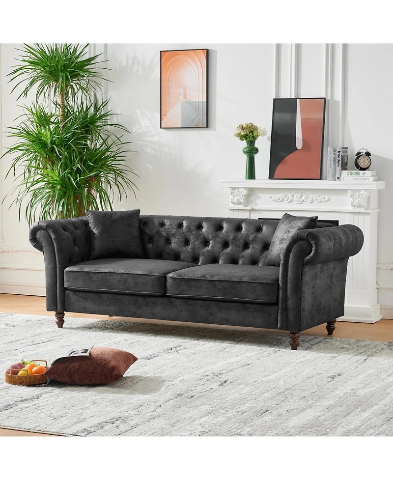 Streamdale Furniture 83" Chesterfield Tech Fabric Sofa