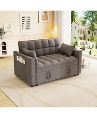 Streamdale Furniture Velvet Sleeper Sofa Couch Bed - Small Loveseat with Pillows - Dark Gray