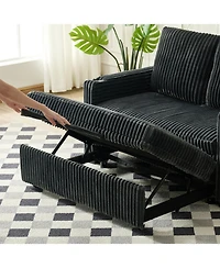 Streamdale Furniture Sleeper Sofa Couch Pull Out Bed Corduroy Convertible Loveseat Gray