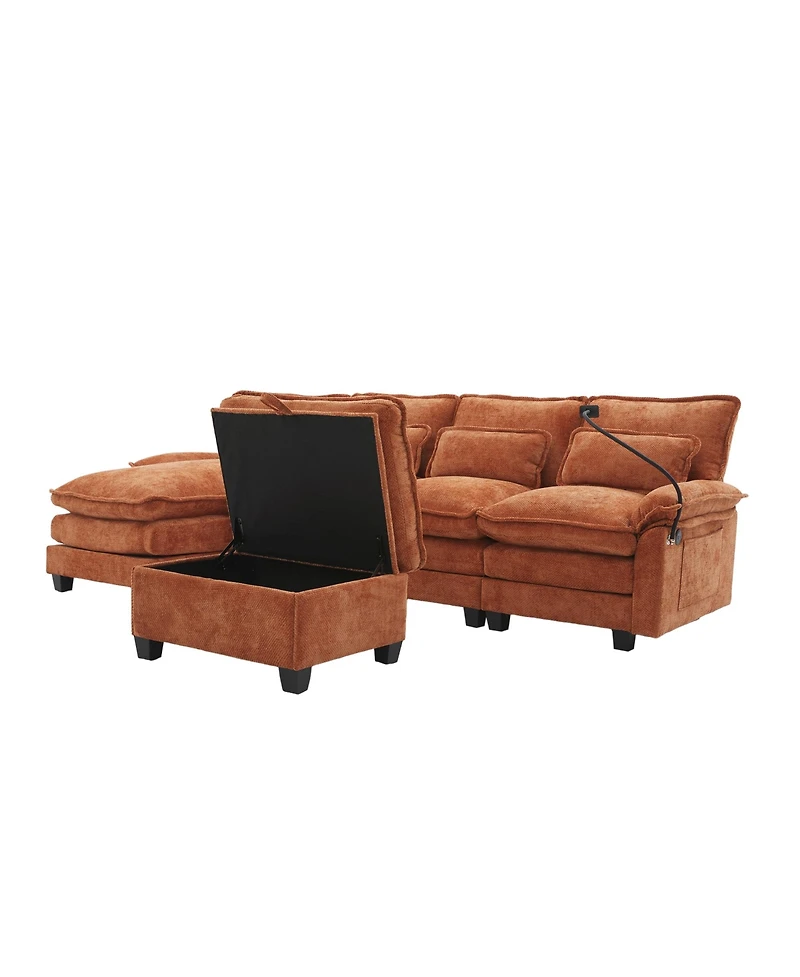 Streamdale Furniture 106" U-Shape Sectional Sofa Cloud Couch, Chenille