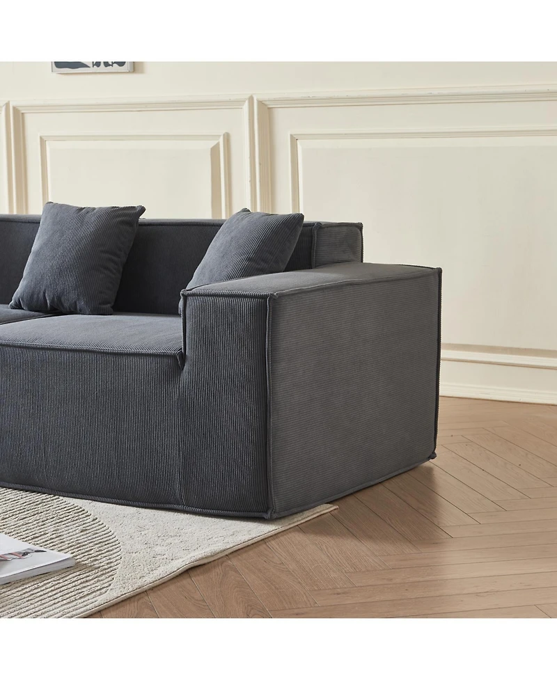 Streamdale Furniture Corduroy Modular Loveseat Sofa - Compact Sectional Couch