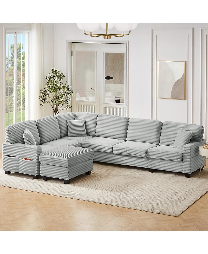 Streamdale Furniture Streamdale U-Shaped Sectional Sofa with Ottoman & Storage Pockets
