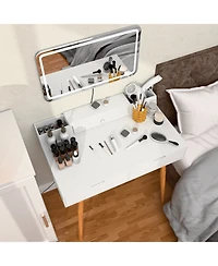 Streamdale Furniture Makeup Vanity Desk with Lights & Mirror, 3 Color Modes, 2 Drawers, White 31.5"