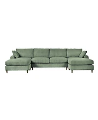 Streamdale Furniture Corduroy Modular Sectional Sofa, Olive Green 6 Seat